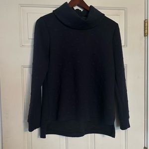 W5 Anthropologie Raised Polka Dot Cowl Neck Sweater‎ Navy Size Small